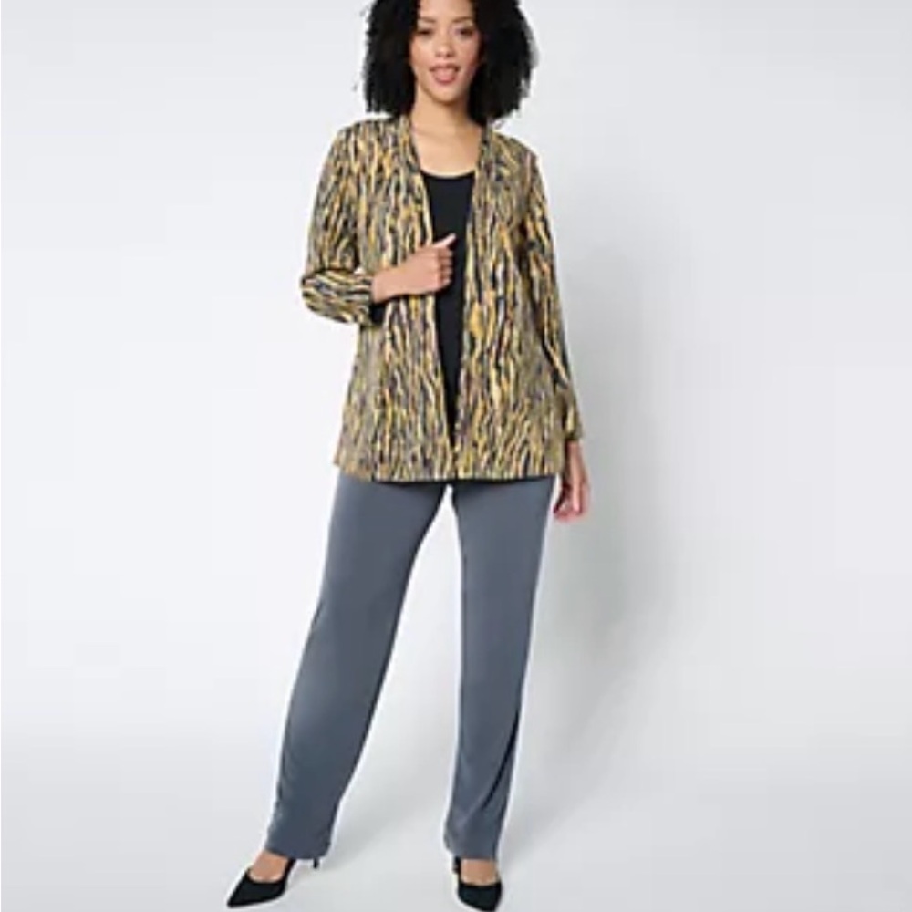 Women's Straight Leg Pants in Slate Gray Susan Graver Essentials Reg Liquid Knit